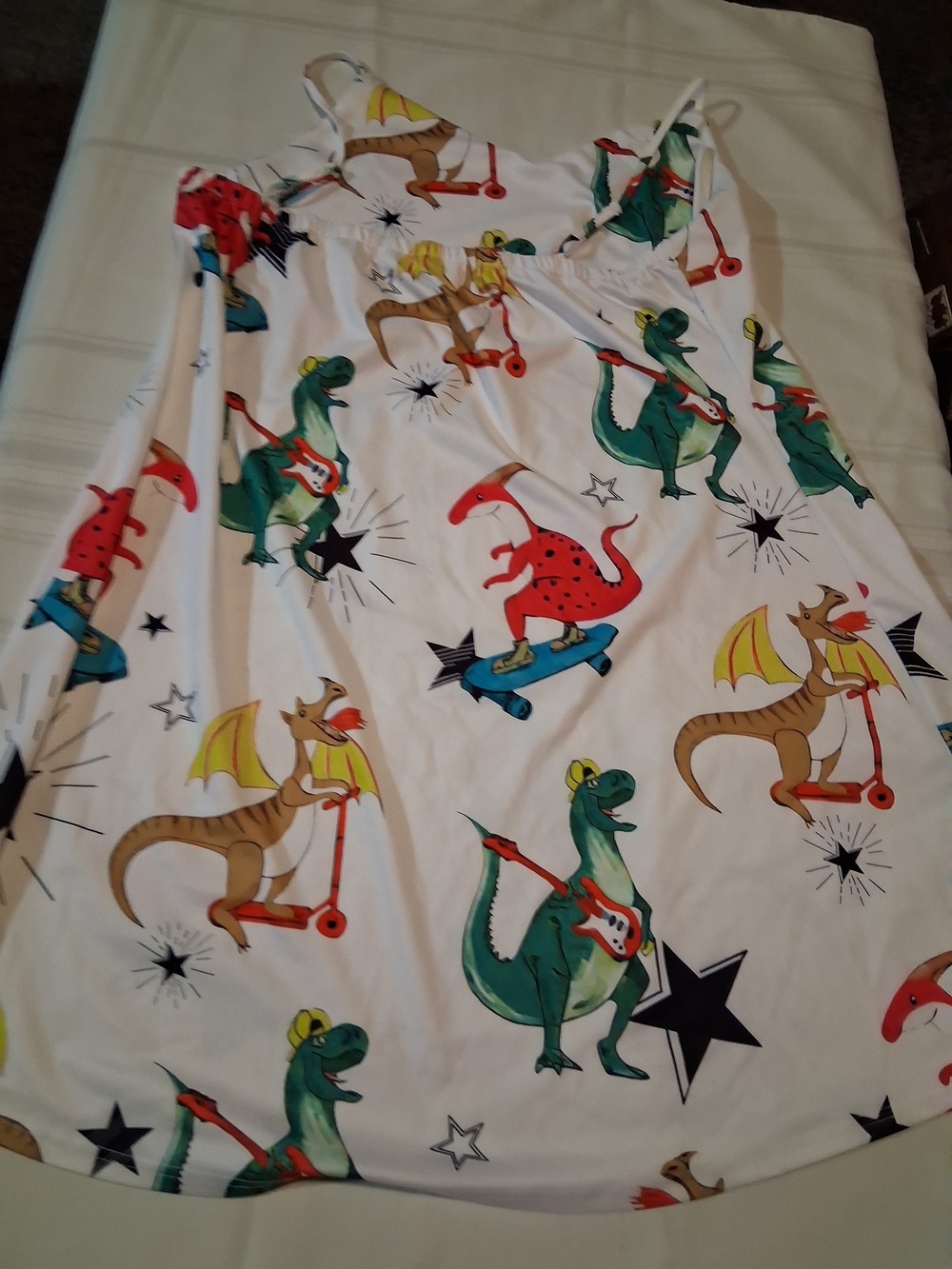 White Dinosaur Print Dress Sz 3X